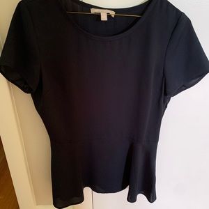 Banana republic dark navy peplum top